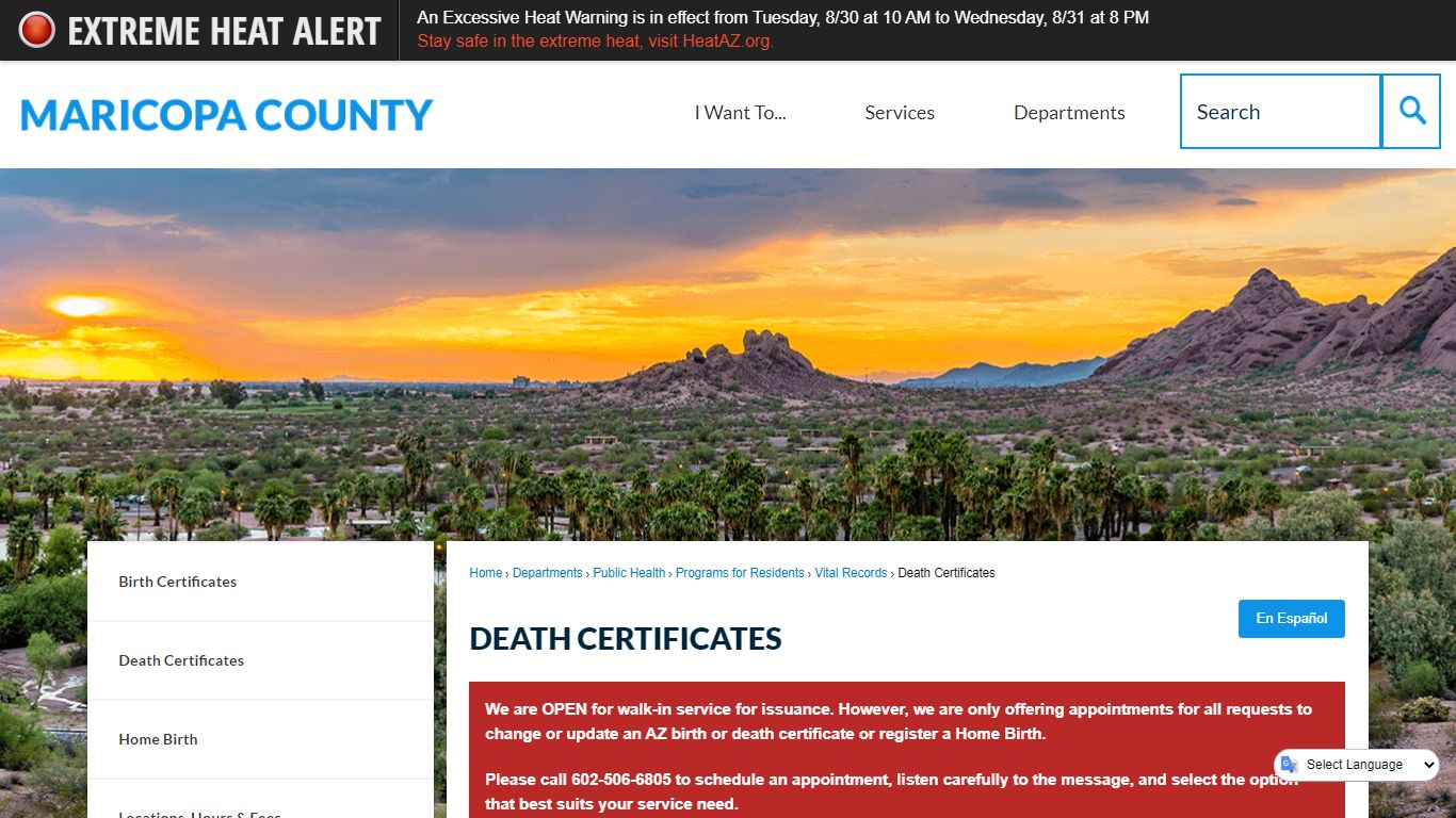 Death Certificates | Maricopa County, AZ